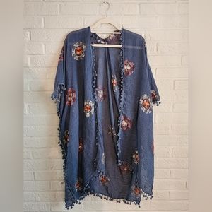 Embroidered wrap shawl